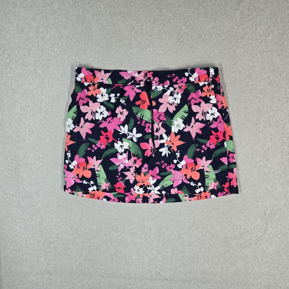 Speedo Women Swimwear XXL Navy Swim Skort Floral Logo Lined Stretch